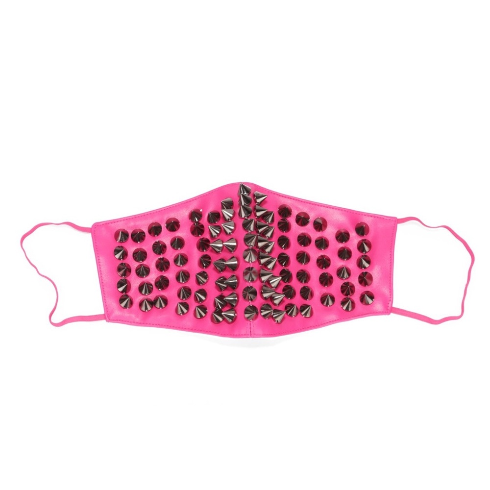 Neon Pink Spiked Face Mask - Picture 3 of 5